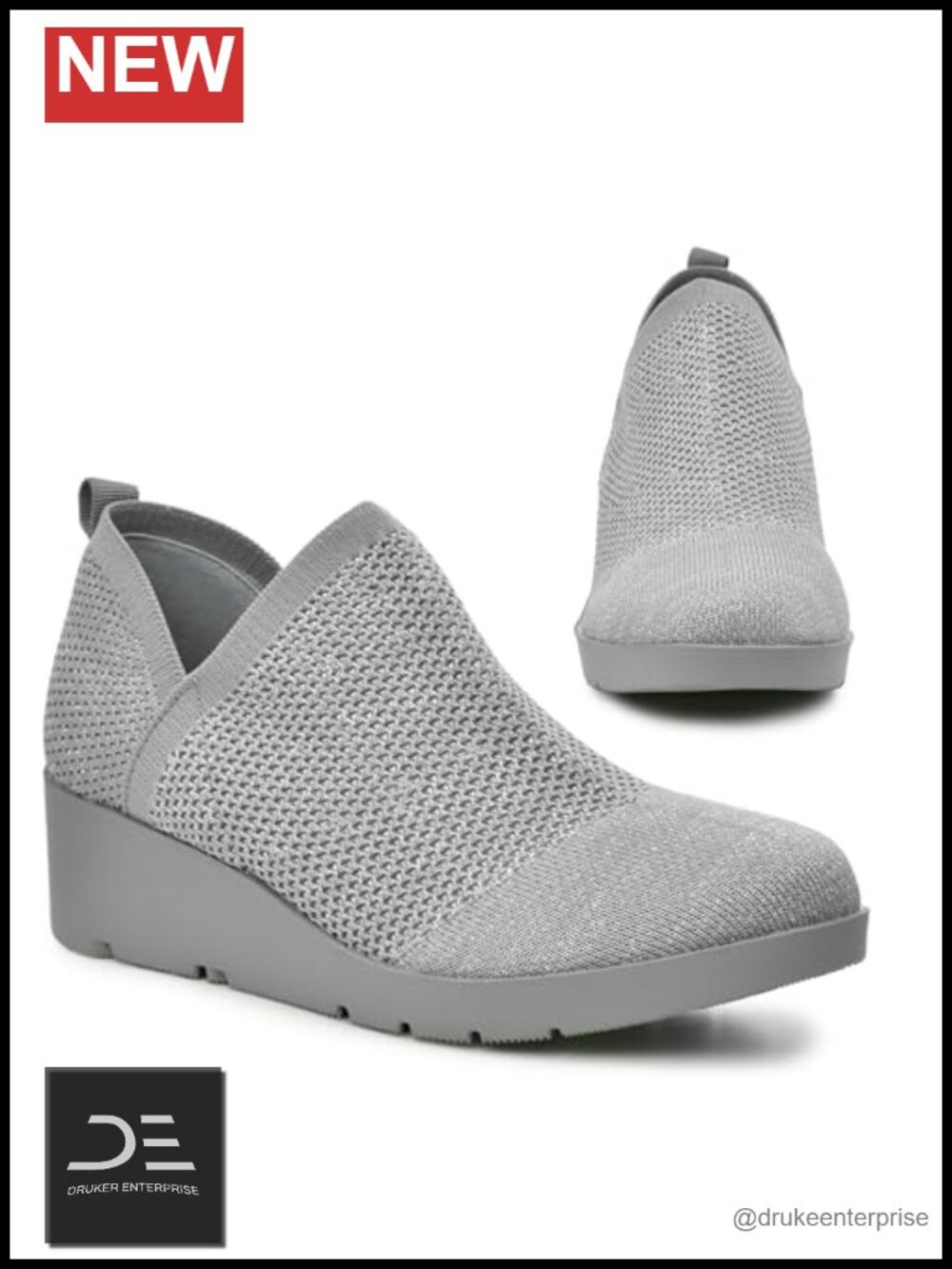 Women's Wedge Sneaker - Lightweight Knit Upper, Cushioned Footbed, Slip-On